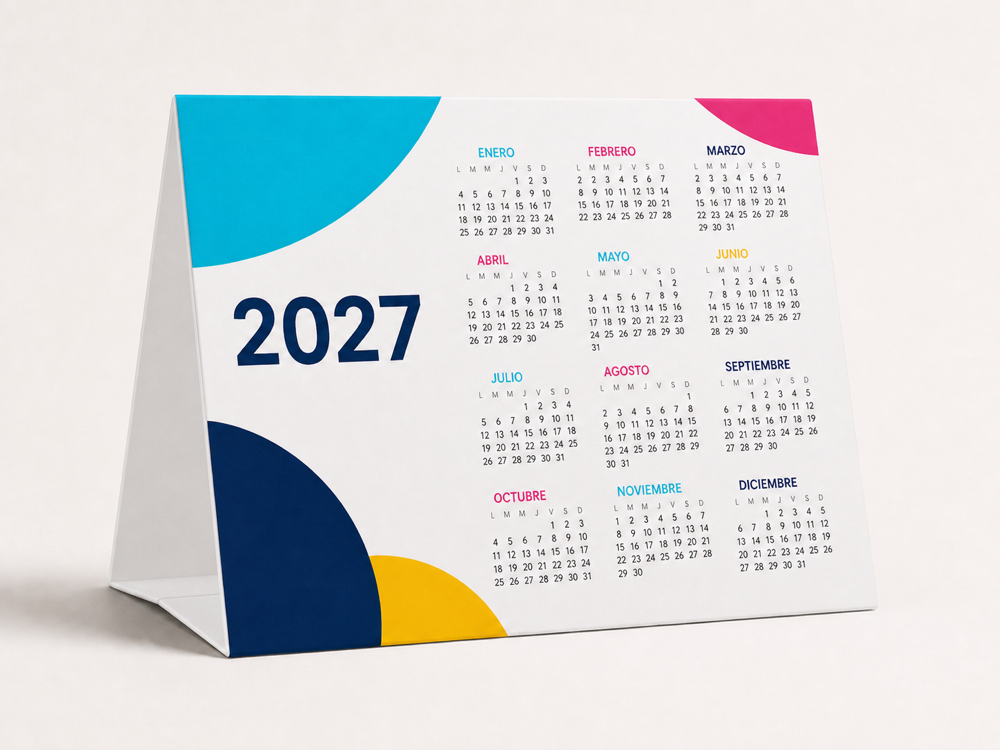 Calendario personalizado 2027 - Calendario de mesa con peana