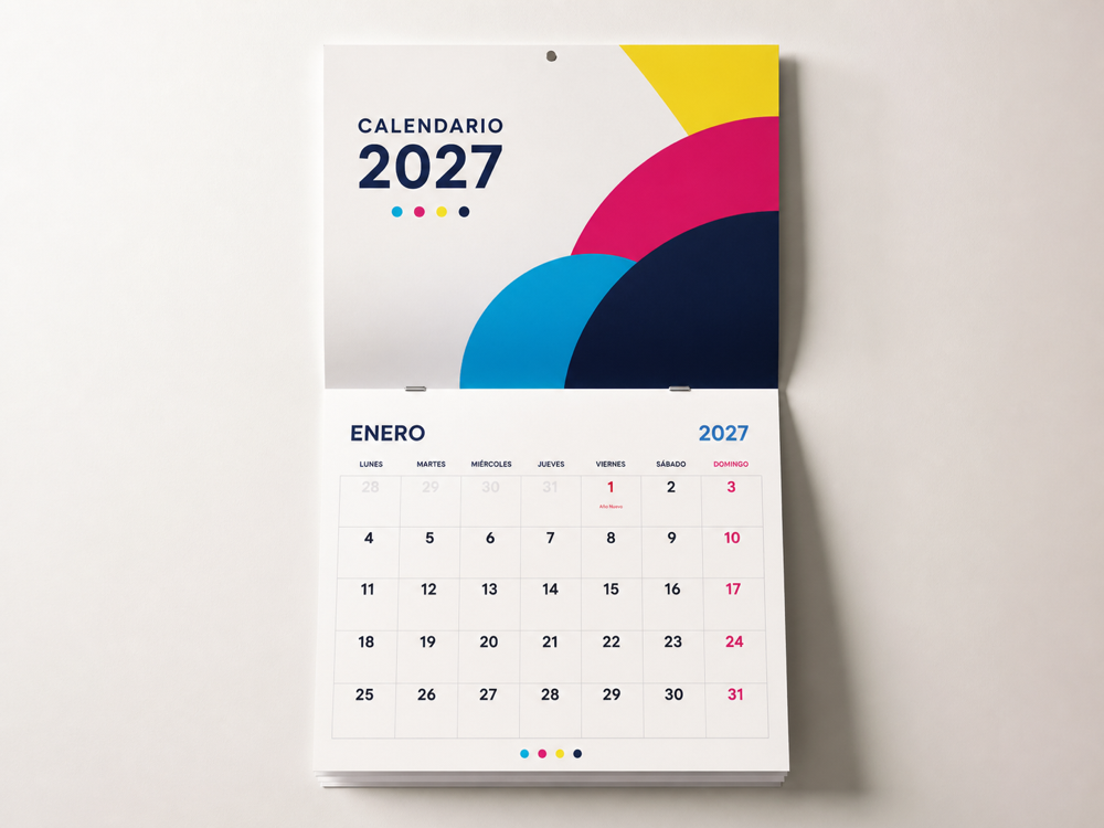Calendario personalizado 2027 - Calendario de pared grapado