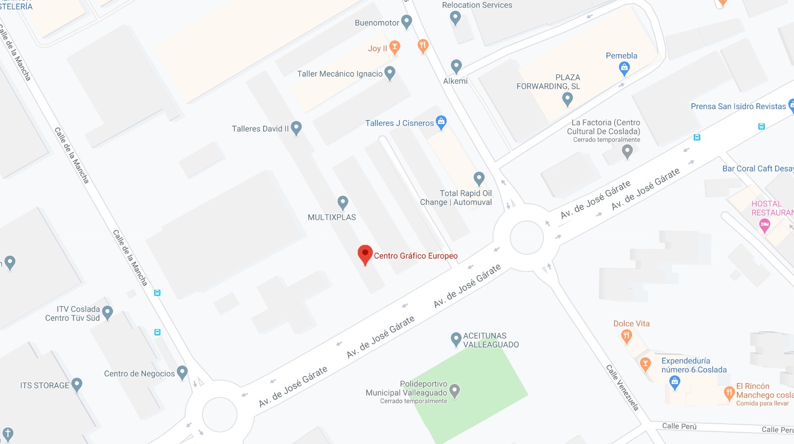 Ubicación de Centro Gráfico Europeo en Coslada