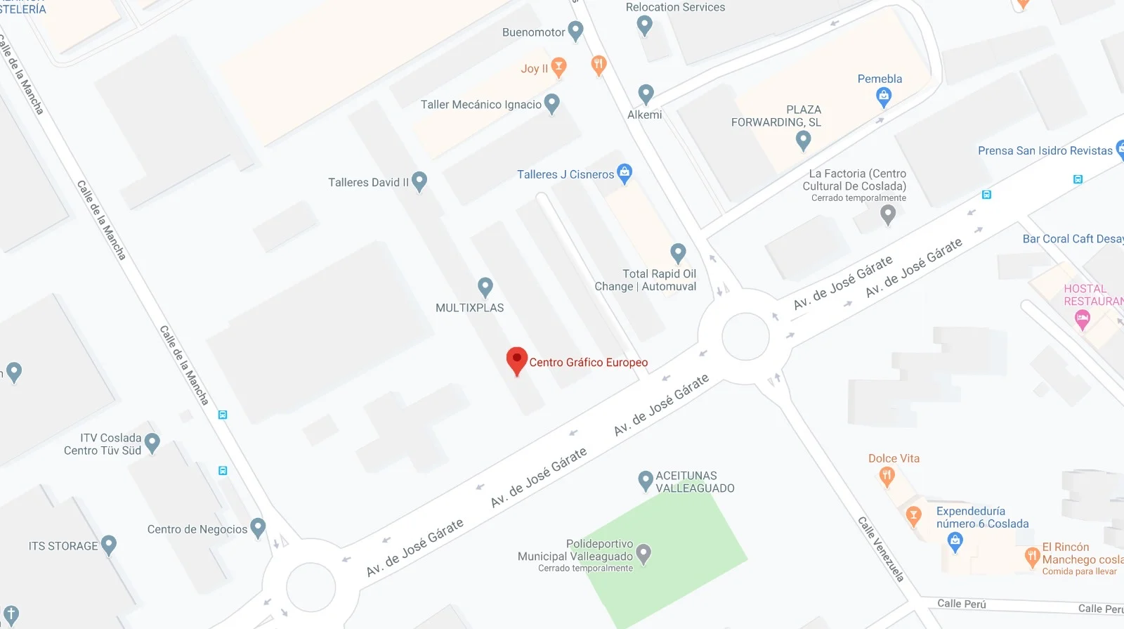 Ubicación de Centro Gráfico Europeo en Coslada